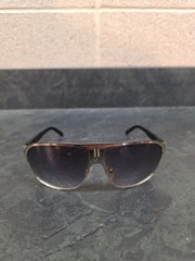 Khan Sunglasses KN-1027 CE Made In China Silver Metal Black Frames
