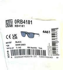 Ray-Ban Sunglasses Polished Black Gray Tinted RB 4181 601/87 with Case