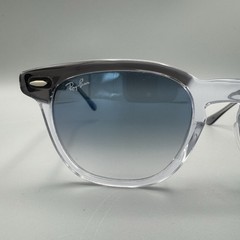 Ray-Ban Hawkeye Sunglasses RB 2298F 1355/3F Grey on Clear Blue Glass 54mm w/Case
