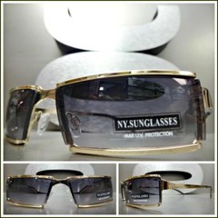 Mens Classy Sophisticated Contemporary Modern Style SUN GLASSES Gold Metal Frame