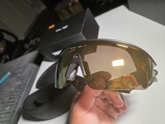 Oakley Meta Vanguard OW8001 Shield Sunglasses Black Frame Gold Mirrored