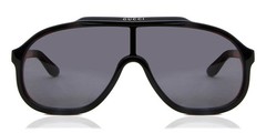 Gucci Men’s Shield Sunglasses Black Plastic Frame Gray Tinted Plastic Lenses