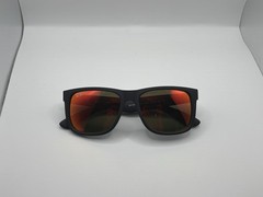 Ray-Ban Justin RB4165 Square Sunglasses Black Frame Red Mirrored Read Desc.