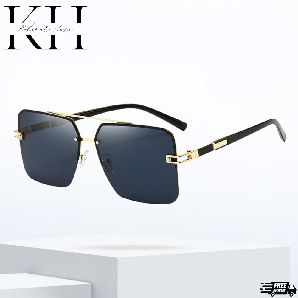 Men’s Sunglasses Designer Square Classic Gold Frame Shades Metal Fashion Hip Hop