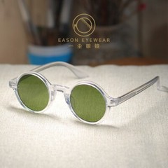 Round John Lennon sunglasses mens johnny depp crystal glasses green glass lens
