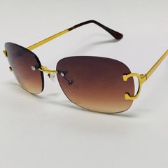 Brown Lens Sunglasses Men Designer Rimless Classic 90’s Retro Male Sophisticated