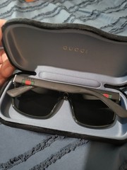 Gucci Men’s Lightweight Black Square Sunglasses Gray Tinted Plastic Designer