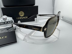 VERSACE VE 2199 12524T HAVANA DARK GREY GOLD SUNGLASSES 56MM AUTHENTIC $354 NEW