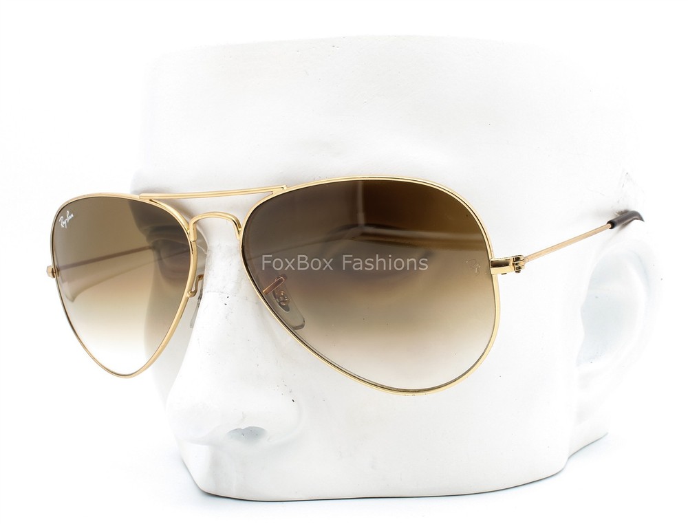 Ray-Ban Aviator Sunglasses RB 3025 001/51 Shiny Gold Brown Gradient 58mm w/case