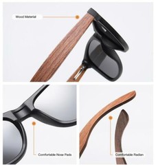 Wood Polarized Square Sunglasses For Men Women Wooden Temple Outdoor Glasses New
