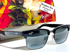 NEW Maui Jim KAWIKA Glossy Black POLARIZED Neutral Grey Lens Sunglass 257-17C
