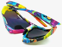 Oversize 90s RETRO SPORTY Wrap Around Style SUN GLASSES GOGGLES Gold Mirror Lens