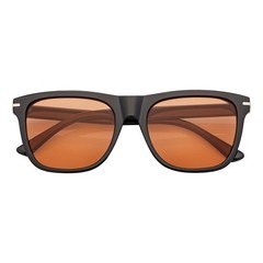 RHO – Classic Large Horn Rimmed Gloss Black Sunglasses Orange Lens