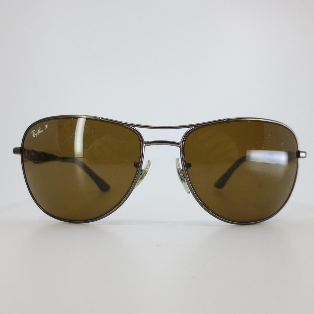 Ray-Ban RB3519 029/83 Gunmetal Aviator Sunglasses Polarized Brown Lens 59mm