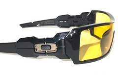 NEW Oakley OIL RIG Polished Black GALAXY Amber Yellow Lens Sunglass 9081