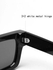 Ruiao 2026 fashion black small rectangular thick frame sunglasses for men