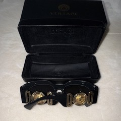 Versace Unisex “Biggie” Black Sunglasses with Gold Medusa