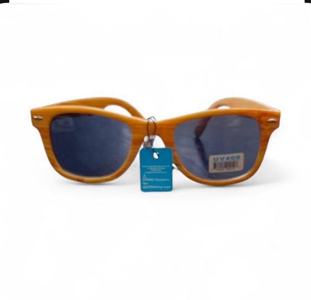 Lenovo Men’s UV400 Sunglasses Wood Grain Brown Frame Blue Tinted!