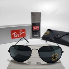 New! Ray-Ban RB3025 Aviator Pilot Sunglasses Black Frame Glass Gray Lens 58-14mm