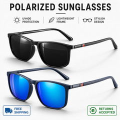 2PCS Vintage Polarized Square Sunglasses UV400 Men Women Driving Fishing