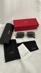 Cartier Big C Diamond Cut black Frameless Lens Gold Frame
