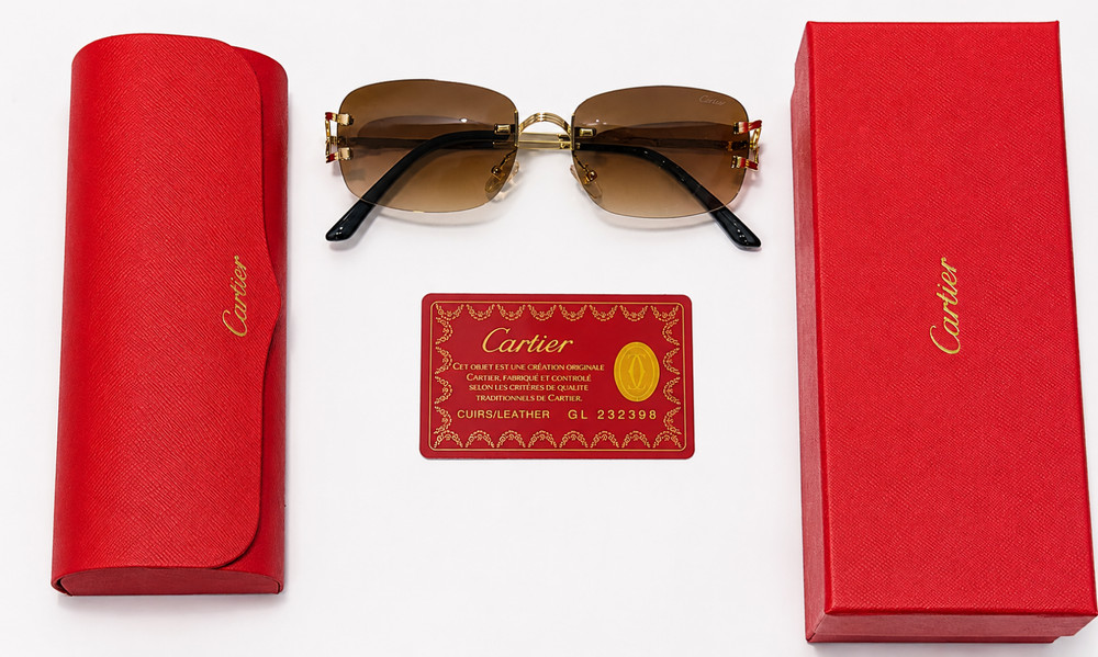 Cartier Big C Without Diamond Cut Brown/Beige Frameless Lens Luxry Style