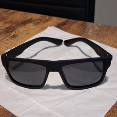 Men’s Square Polarized Sunglasses, Lightweight Black Plastic Frame Gray Lenses