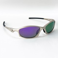 Oakley Hatchet X-Metal Polarized Sunglasses Silver Frame Purple Iridium Lens