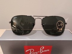 Ray Ban 3136 58 New Caravan 004 Gunmetal Sunglasses Occhiale Sole Green Lenses