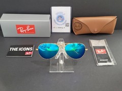 Ray-Ban Aviator Sunglasses RB3025 58-14mm Gold Frame & Blue Mirrored Lens 112/17