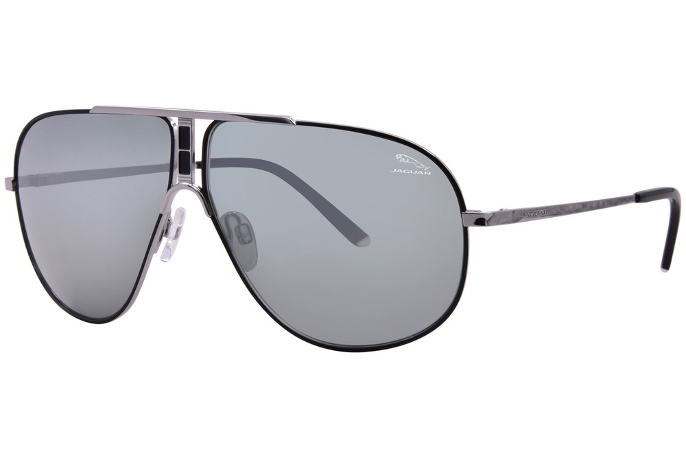 Jaguar 37502 6500 Sunglasses Men’s Silver/Navy Blue Lenses Pilot Style 63mm