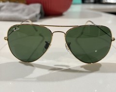 Ray-Ban RB3026 Aviator Sunglasses Gold Metal Frame Green Tinted Glass 136mm