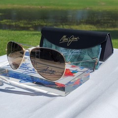 Maui Jim “MAVERICKS” 264-16 Gloss Gold Frames/ Bronze Lenses/ TITANIUM AVIATORS!