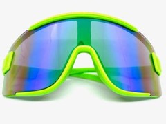 OVERSIZED EXAGGERATED Modern Retro Shield SUN GLASSES Large Big Neon Green Frame