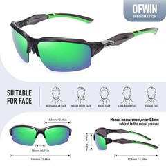 Polarized Sports Sunglasses for Men Women Wrap Around Half Frame Cycling Fish…