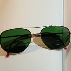 Vintage ROYCE International Aviator Sunglasses Gold Metal G-15 Green Glass