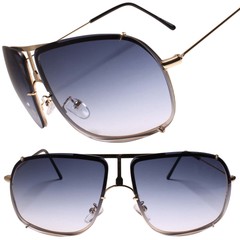 Designer Modern Upscale Fashionable Dapper Gold & Blue Rectangle Sunglasses