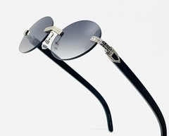 Slim Oval Round Rimless Wood Luxury Sunglasses HIP HOP Buffs Shades Rapper New