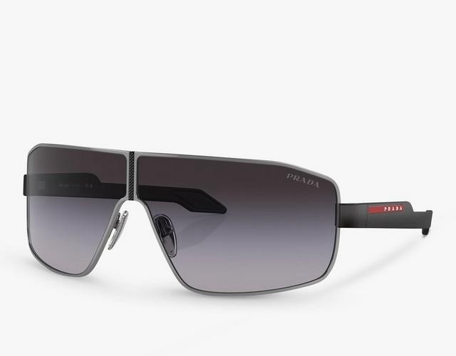 PRADA PS 54YS 5AV09U Gunmetal Grey Gradient Linea Rossa Sunglasses AUTHENTIC
