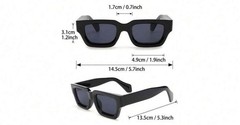 Retro Slim Rectangle Sunglasses Black Unisex UV400 Modern Street Style