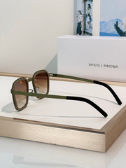 MYKITA RIMOWA MR002 Olive Green Square Titanium Sunglasses Brown Gradient