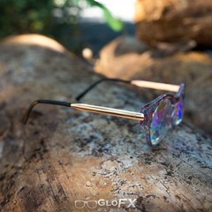 GloFX Floral Cat Eye Kaleidoscope Glasses – Rainbow Fractal Vintage Cat Eye Rave