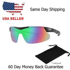 New Men Polarized Sunglasses Sport Mirror Wrap Around Driving Eyewear Glasses Us