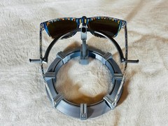 Custom PixelVivid Blue and Brown Solid Stripe Sunglasses with Blue Lenses