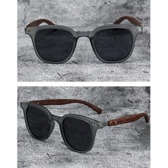 Retro Wood Grain Sunglasses UV Protection Square Frame Unisex Outdoor Eyewear