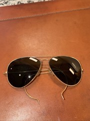 Vintage RAY-BAN B&L Aviator Sunglasses 58-14 Gold Plated Temple USA Black Lens