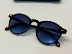 Moscot Miltzen Black with Custom Made Tints Demin Blue Sunglasses 49mm