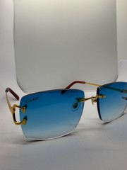 Cartier Big C Without Diamond cut Blue Frameless Lens with Gold Frame