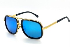 Men Fashion Sunglasses Oversized Square Gold Flat Top Frame Hip Hop Fancy Black