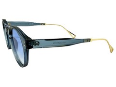 Classic Elegant Vintage Retro Style SUNGLASSES Round Blue Frame Light Tint Lens
